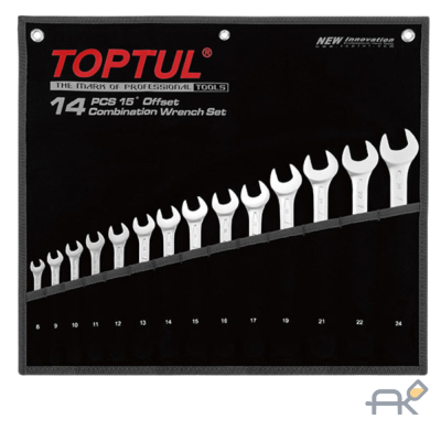  Набор ключей комбинир. 6-22мм 12шт (черное полотно) TOPTUL (GPAB1204)